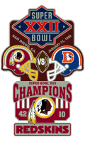 Super Bowl 22 XL Champion Redskins Trophy Pin