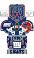 Super Bowl 25 XL Champion Giants Trophy Pin
