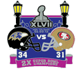 Super Bowl 47 Ravens Two Time Champ Pin