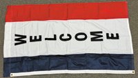 5x3' WELCOME vertical flag with top sleeve, side grommets